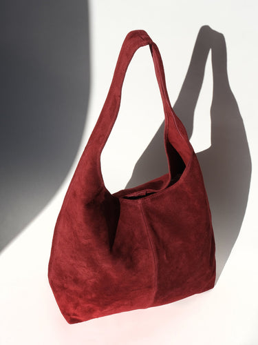 Camilla Suede Tote Bag in Wine Red - OTTAVIA