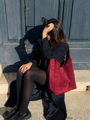 Camilla Suede Tote Bag in Wine Red - OTTAVIA