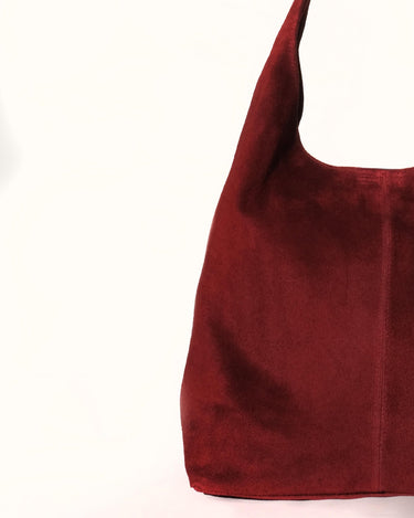 Camilla Suede Tote Bag in Wine Red - OTTAVIA