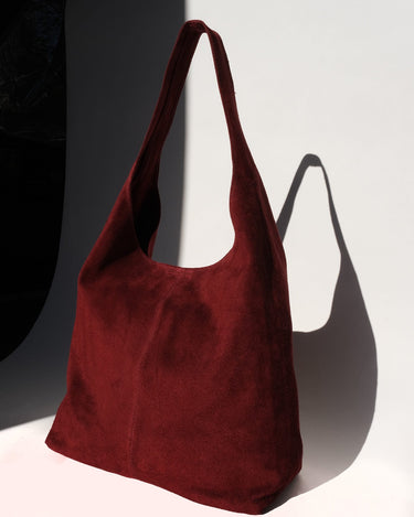 Camilla Suede Tote Bag in Wine Red - OTTAVIA