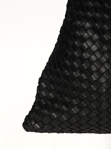 Gaia Braided Leather Shoulder Bag in Black - OTTAVIA