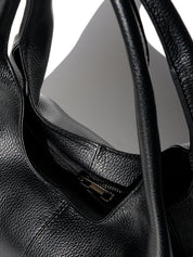 Giulia Leather Shoulder Bag in Black - OTTAVIA
