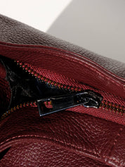 Giulia Leather Shoulder Bag in Burgundy - OTTAVIA