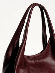Giulia Leather Shoulder Bag in Burgundy - OTTAVIA
