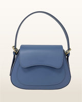 Lucia Leather Shoulder Bag in Blue Azure - OTTAVIA