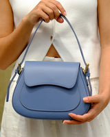 Lucia Leather Shoulder Bag in Blue Azure - OTTAVIA