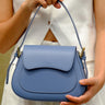 Lucia Leather Shoulder Bag in Blue Azure - OTTAVIA