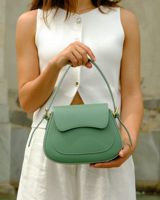 Lucia Leather Shoulder Bag in Pistachio Green - OTTAVIA