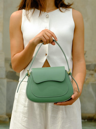 Lucia Leather Shoulder Bag in Pistachio Green - OTTAVIA