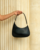 Luna Leather Shoulder Bag in Black - OTTAVIA