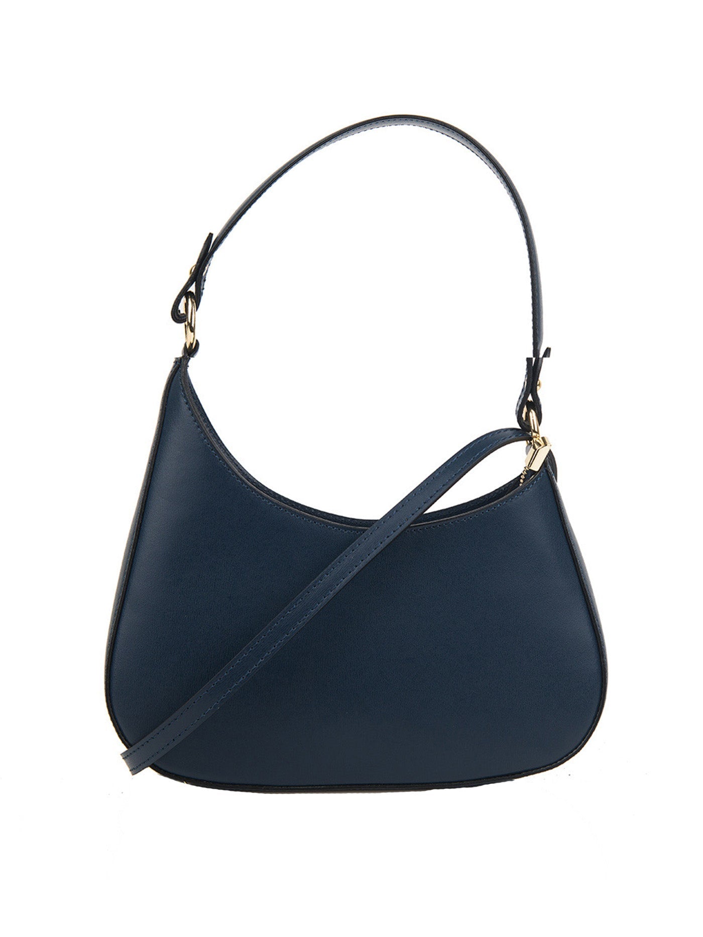 Luna Leather Shoulder Bag in Navy Blue - OTTAVIA