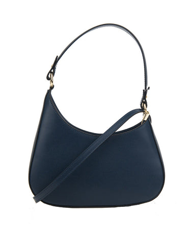 Luna Leather Shoulder Bag in Navy Blue - OTTAVIA