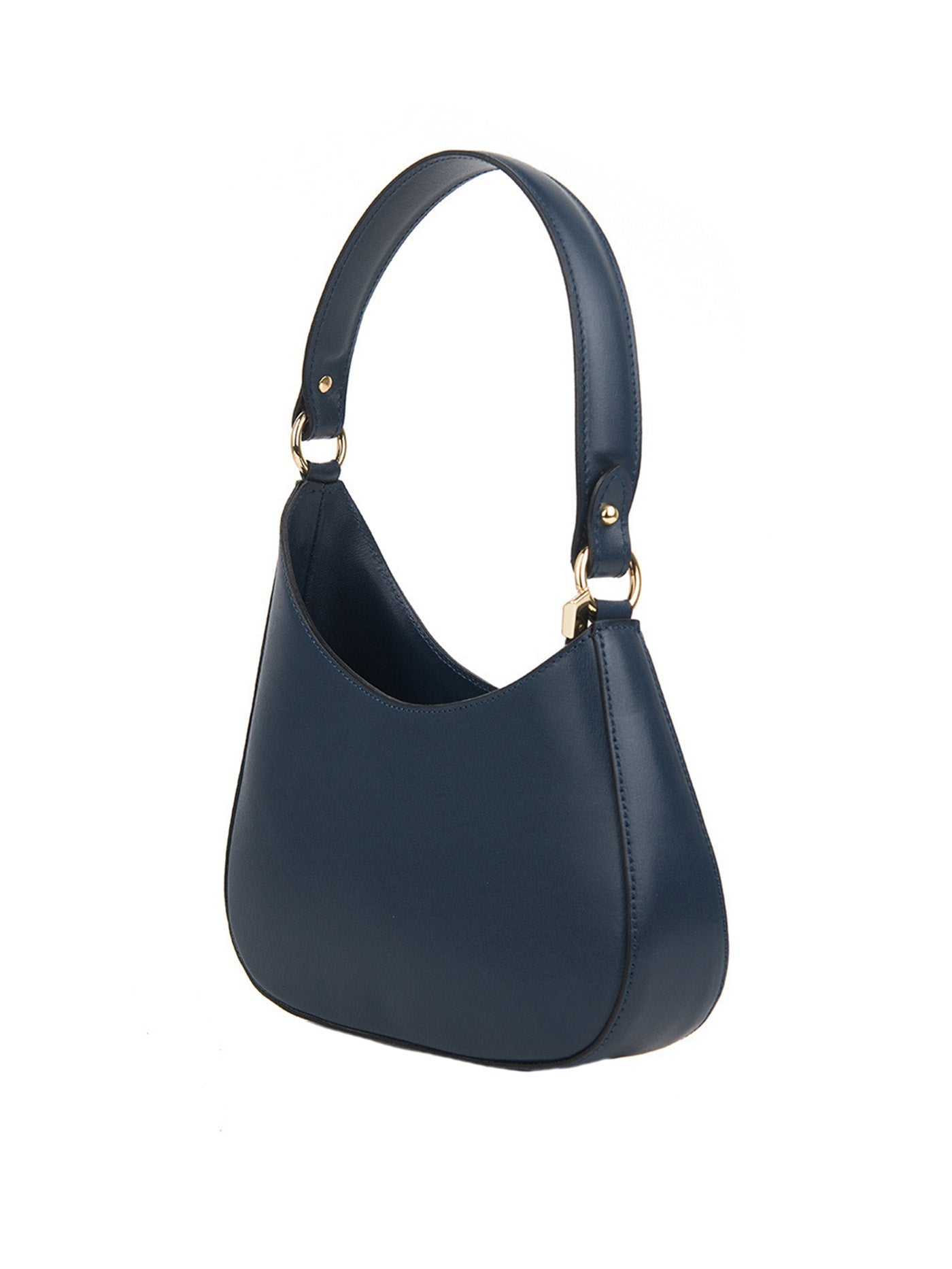 Luna Leather Shoulder Bag in Navy Blue - OTTAVIA
