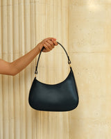 Luna Leather Shoulder Bag in Navy Blue - OTTAVIA