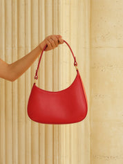 Luna Leather Shoulder Bag in Red - OTTAVIA