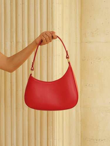 Luna Leather Shoulder Bag in Red - OTTAVIA